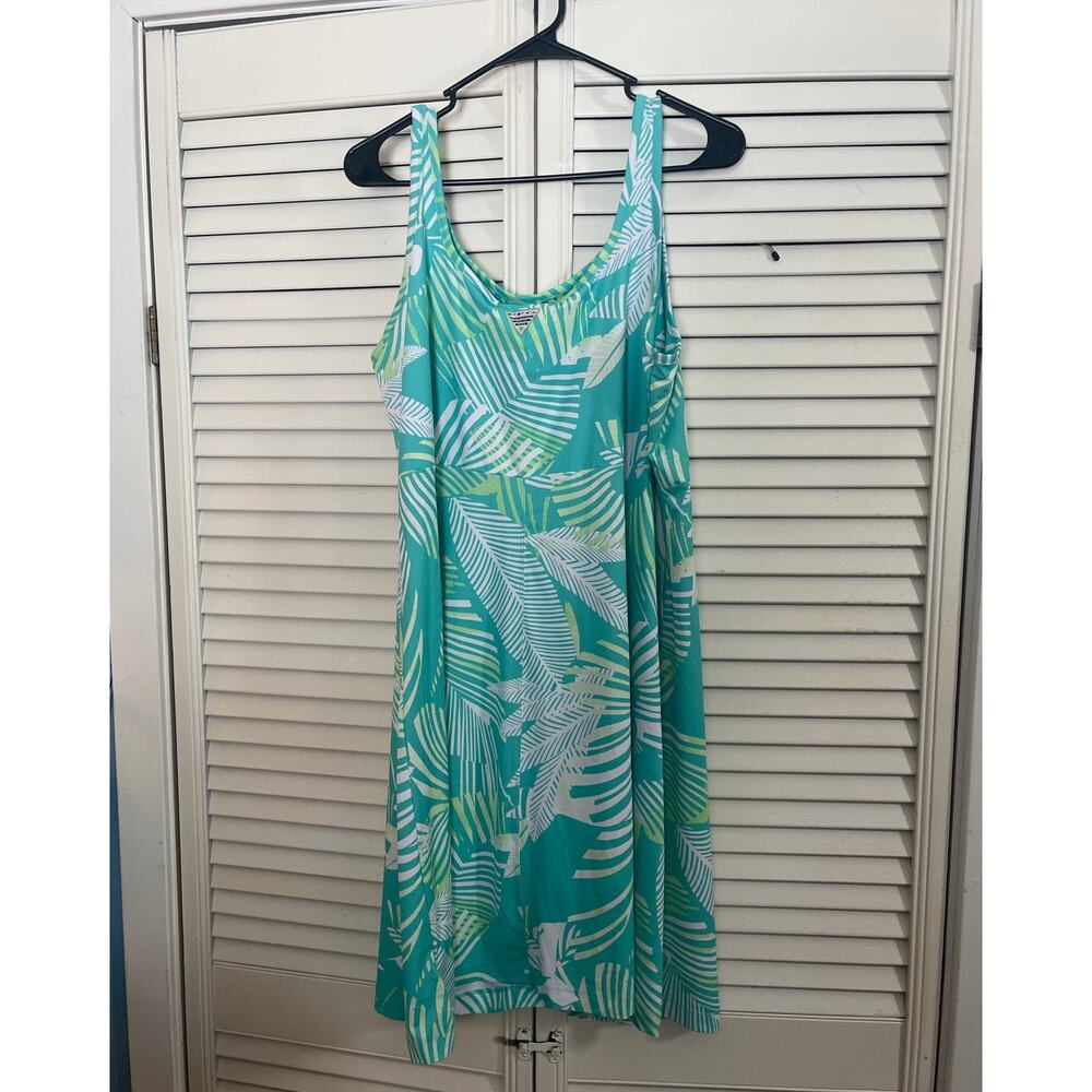 Columbia PFG Freezer III Tank Dress Cooling UPF 50 Blue White Leaf  Size XXL - Picture 7 of 8
